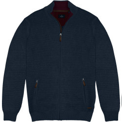 8015 Zip Through Knitted Cardigan Navy