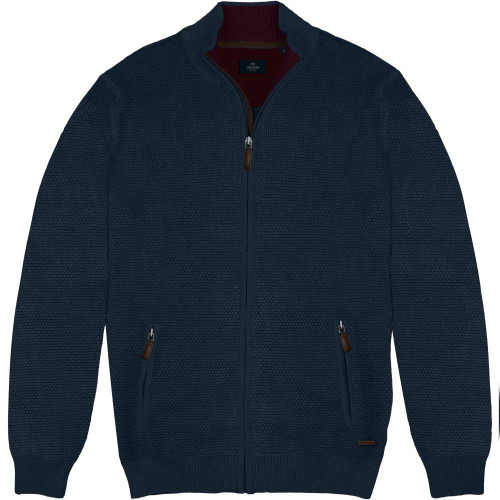 8015 Zip Through Knitted Cardigan Navy