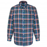 460 - Cotton Twill Check Shirt Navy/Orange