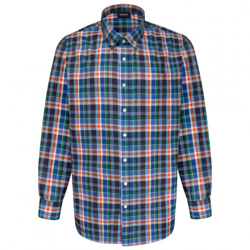 460 - Cotton Twill Check Shirt Navy/Orange