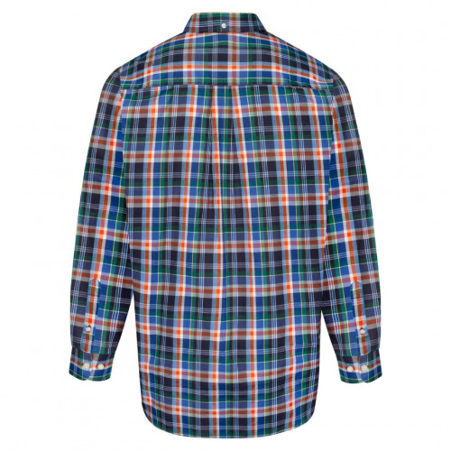 460 - Cotton Twill Check Shirt Navy/Orange