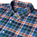 460 - Cotton Twill Check Shirt Navy/Orange