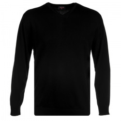 KW031 100% Knitted Cotton V Neck Black