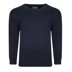 KW031 100% Knitted Cotton V Neck Navy Blue