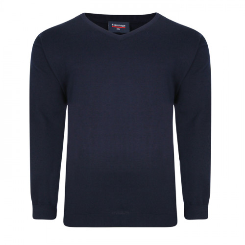 KW031 100% Knitted Cotton V Neck Navy Blue