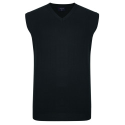 KW032 100% Knitted Cotton Sleeveless V Neck Black