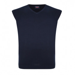 KW032 100% Knitted Cotton Sleeveless V Neck Navy Blue