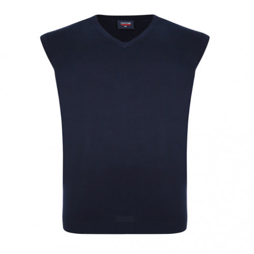 KW032 100% Knitted Cotton Sleeveless V Neck Navy Blue