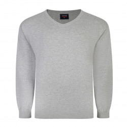 KW031 100% Knitted Cotton V Neck Silver Grey