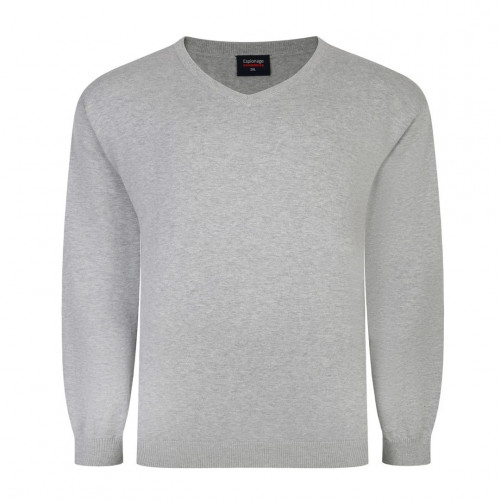KW031 100% Knitted Cotton V Neck Silver Grey