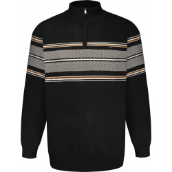 93- 1/4 Zip Striped Knit Top Black