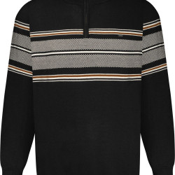 93- 1/4 Zip Striped Knit Top Black