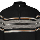 93- 1/4 Zip Striped Knit Top Black