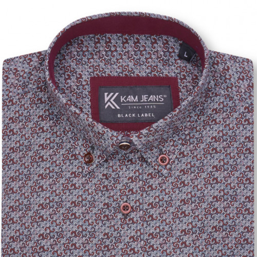 P050 - Premium Pattern Shirt Burgandy 