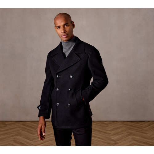 REEVE Double Breasted Car Coat Black