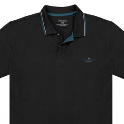 PS-3035 - 100% Pique Cotton Polo Shirt with collar and sleeve trimming BLACK