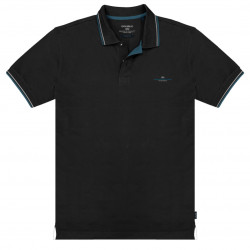 PS-3035 - 100% Pique Cotton Polo Shirt with collar and sleeve trimming BLACK