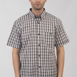 GS-5078 Checked Shirt OFF-WHITE STONE BLUE