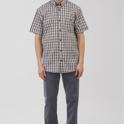 GS-5078 Checked Shirt OFF-WHITE STONE BLUE