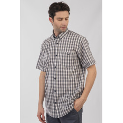 GS-5078 Checked Shirt OFF-WHITE STONE BLUE