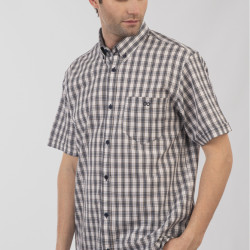GS-5078 Checked Shirt OFF-WHITE STONE BLUE