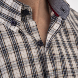 GS-5078 Checked Shirt OFF-WHITE STONE BLUE