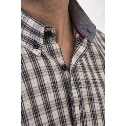 GS-5078 Checked Shirt OFF-WHITE STONE BLUE GS-5078 Checked Shirt OFF-WHITE STONE BLUE