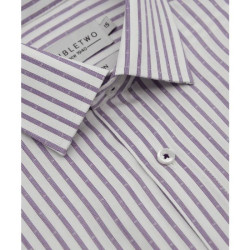 4299 - Striped Cotton Shirt Wine