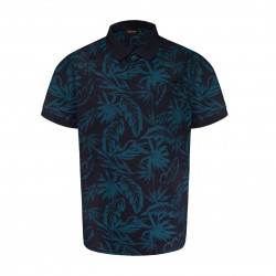P222 Leaf Print Poloshirt Navy-Teal