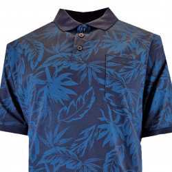 P222 Leaf Print Poloshirt Navy-Teal