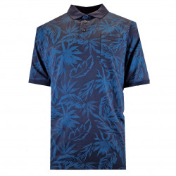 P222 Leaf Print Poloshirt Navy-Teal