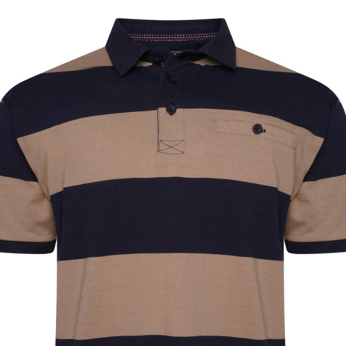 Striped Rugby Polo NAVY/TAUPE
