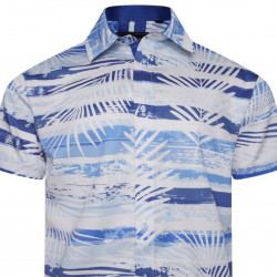 6065 Faded Leaf Print Shirt BLUE