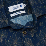 1254 Double Two Leaf Print Shirt Navy