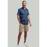 1254 Double Two Leaf Print Shirt Navy