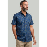 1254 Double Two Leaf Print Shirt Navy