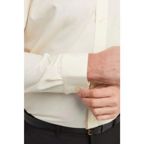3300 - Double Two Cotton Rich Plain Office Shirt Cream