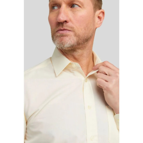 3300 - Double Two Cotton Rich Plain Office Shirt Cream