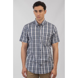 5078 Check Shirt 100% Cotton NAVY/TAUPE