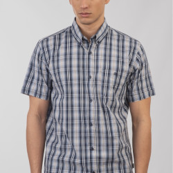 5078 Check Shirt 100% Cotton NAVY/TAUPE