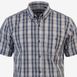 5078 Check Shirt 100% Cotton NAVY/TAUPE