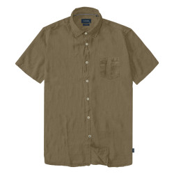 5192 Linen/cotton shirt in short Sleeves Taupe