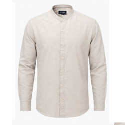Chinese Collar Linen Blend Shirt
