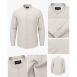 Chinese Collar Linen Blend Shirt