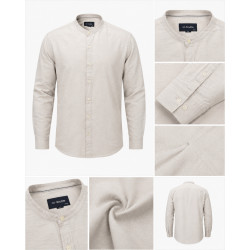 Chinese Collar Linen Blend Shirt
