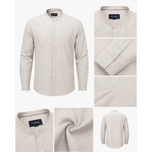 Chinese Collar Linen Blend Shirt