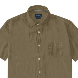 5192 Linen/cotton shirt in short Sleeves Taupe