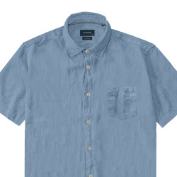 5192 Linen/cotton shirt in short Sleeves Sky Blue