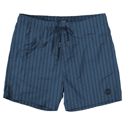 Stretchable All Over Print Swim Short Navy Blue