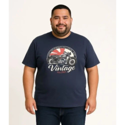 435 - Vintage Motorbike Tee Blue